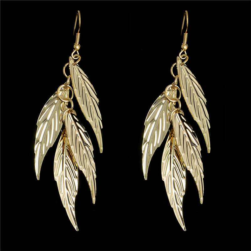 New Arrival Long Earrings Pendientes Mujer Jewelry Leaf Dangle Earrings For Women Gold Color Bijoux Fashion