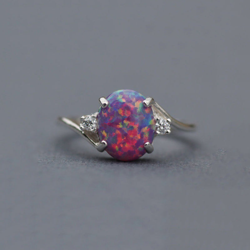 New Design Zircon Blue/White/Green Opal Rings For Women Vintage Fashion Silver Plated Birthstone Rings for women