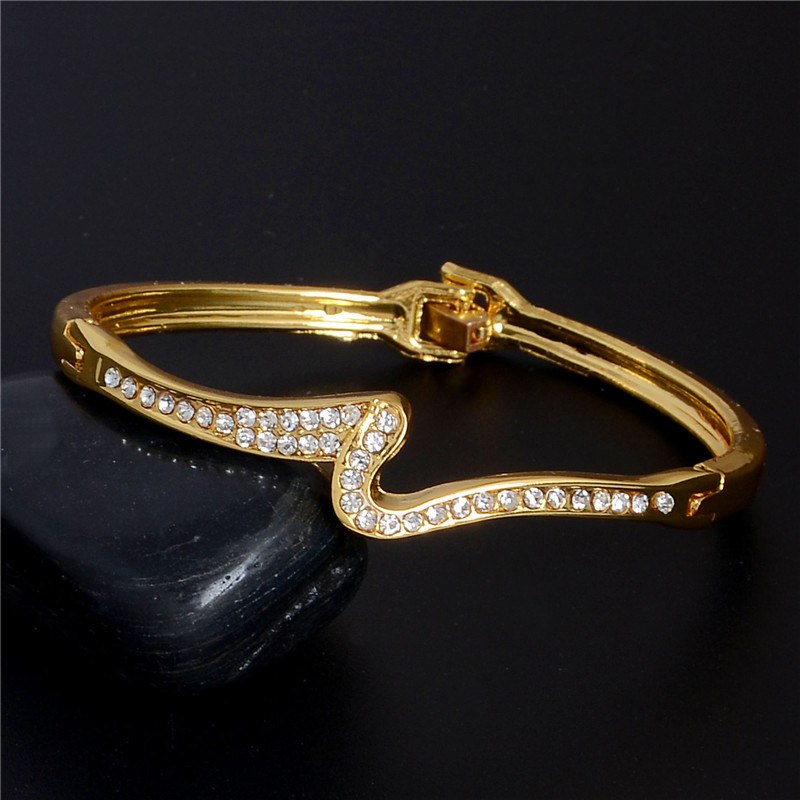 New Fashion 1pc Gold Color Hot Design Austrian Crystal Fine Jewelry Gifts Lady's Bangle