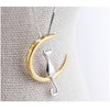 New Fashion Silver Color Cute Animal Moon Cat Necklaces Pendant Long Necklace For Women Hot jewelry Accessories