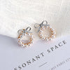 Summer Lovely Colourful Bow Stud Earrings For Women Geometry Circle Simulated Pearl Earrings Boucle D'oreille Brinco