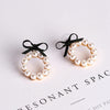 Summer Lovely Colourful Bow Stud Earrings For Women Geometry Circle Simulated Pearl Earrings Boucle D'oreille Brinco