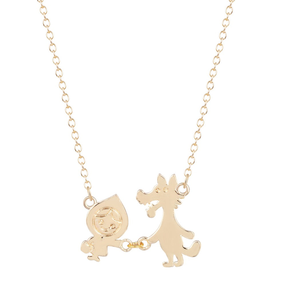 Min 1pcs Little Red Riding Hood Necklace Cute Pendant Necklace Fashion Jewelry Gift for Girls and Women