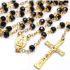 QIGO Black Crystal Rosary Necklace With Cup Gold Fatima Virgin Cross Necklace  Catholic Religious Jewelry