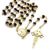 QIGO Santiago Cross Rosary Necklace Gold Cross Black Crystal Catholic Necklace Religious Jewelry