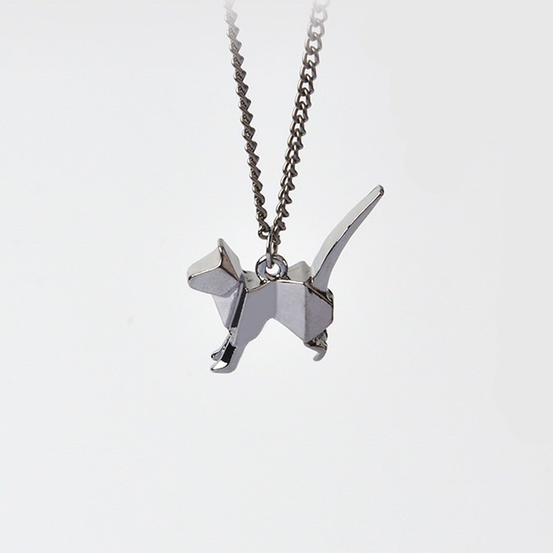 QIHE JEWELRY Gold Silver Tone Alloy Origami Dog Necklace Tiny Chain Necklace Long Chain Necklace  Dog Pendant Pet Memorial