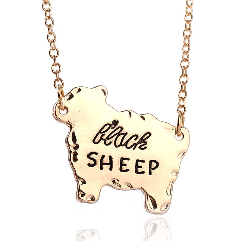 Gold Silver Tone Black Sheep Cute Sheep Pendant Necklace Family Necklace Animal Jewelry