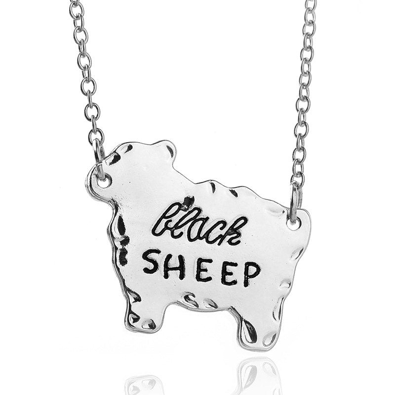 Gold Silver Tone Black Sheep Cute Sheep Pendant Necklace Family Necklace Animal Jewelry