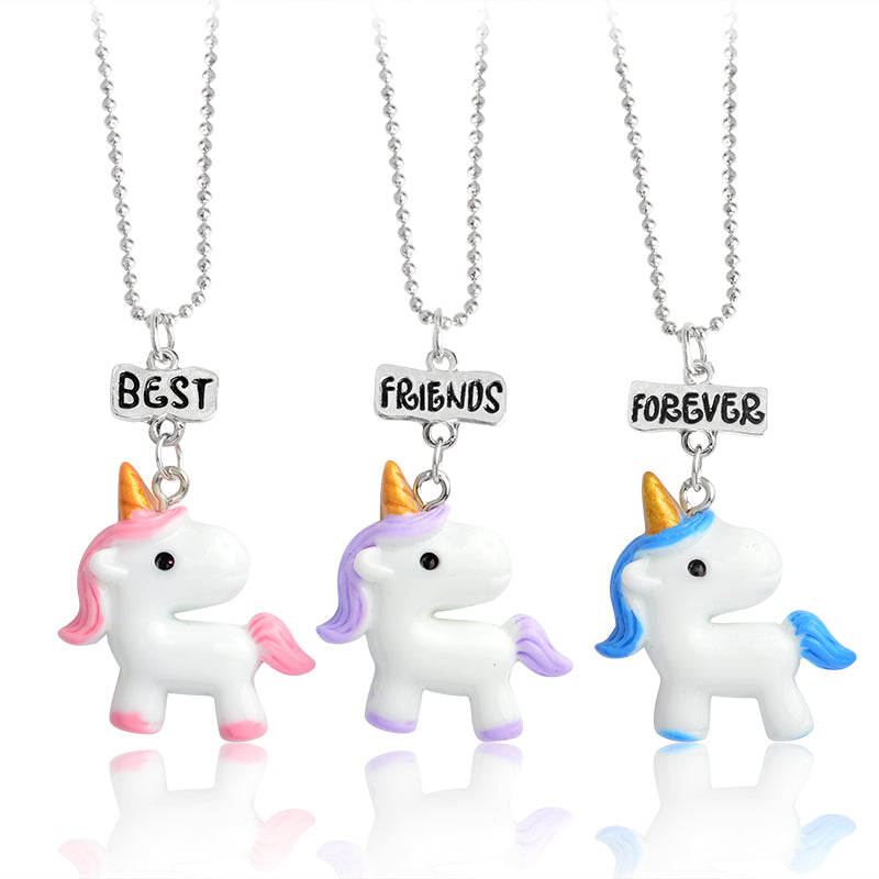 Pendant necklace Rainbow unicorn Best friend necklace set Cute Unicorn jewelry BFF jewelry Gift for friends