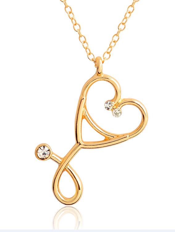 Stethoscope necklace Heart stethoscope pendant with rhinestone necklace Doctor Nurse Graduation Medical Gift