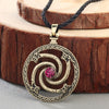 QIMING Antique Crystal Valknut Viking Necklace Slavic Wolfs With Red Stone Talisman Knot Celtic Pendant Necklace Women