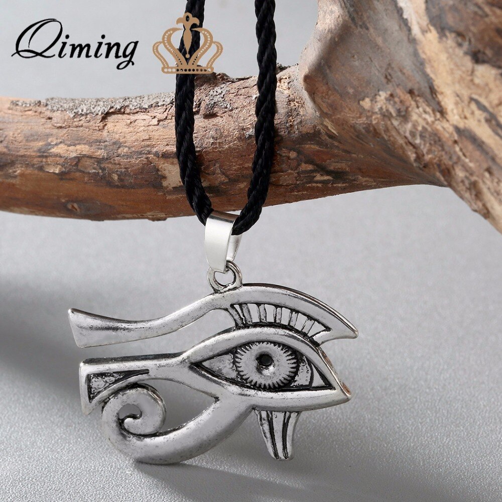 QIMING Antique Men Necklace Eye Of Horus The Eye Of Ra Horus Pendant Women Jewelry Eye Of Horus Necklace Vintage Gift