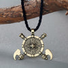 QIMING Cletic Axes Necklace Women Shield Viking Cross Gladiator Medieval Pewter Pendant Gold Cross Necklace Men Jewelry