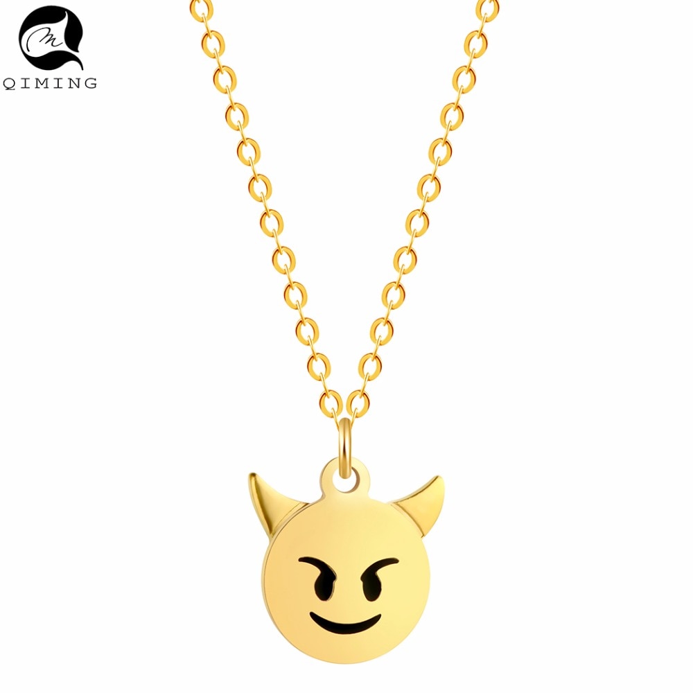 Cute Lovely Round Charm Little Devil Necklace Vintage Silver Jewelry Accessories Monsters Pendant Women Baby Necklace