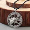QIMING Harajuku Style Slavic Women Necklace Jewelry Amulet Wolf Totem Kolovrat Charm Vintage Amulets Men's Valknut Pendant Gift