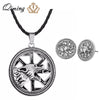 QIMING Harajuku Style Slavic Women Necklace Jewelry Amulet Wolf Totem Kolovrat Charm Vintage Amulets Men's Valknut Pendant Gift