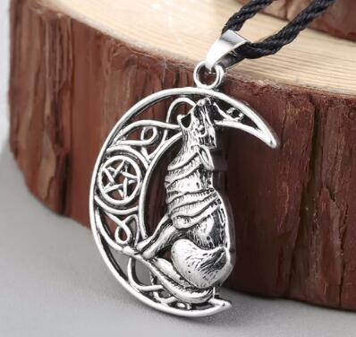 QIMING Harajuku Style Slavic Women Necklace Jewelry Amulet Wolf Totem Kolovrat Charm Vintage Amulets Men's Valknut Pendant Gift