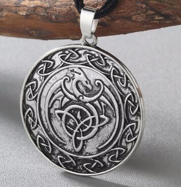 QIMING Harajuku Style Slavic Women Necklace Jewelry Amulet Wolf Totem Kolovrat Charm Vintage Amulets Men's Valknut Pendant Gift