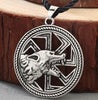 QIMING Harajuku Style Slavic Women Necklace Jewelry Amulet Wolf Totem Kolovrat Charm Vintage Amulets Men's Valknut Pendant Gift