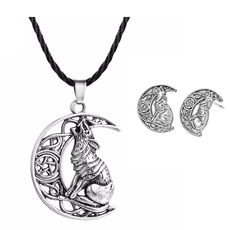 QIMING Harajuku Style Slavic Women Necklace Jewelry Amulet Wolf Totem Kolovrat Charm Vintage Amulets Men's Valknut Pendant Gift