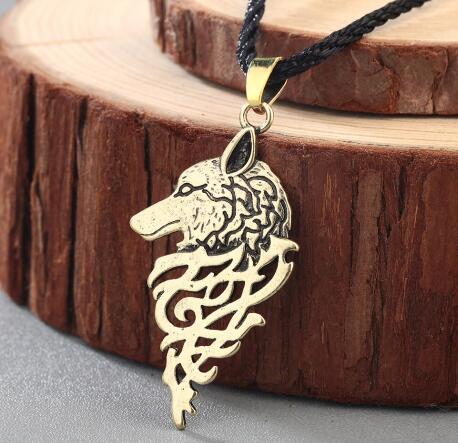 QIMING Harajuku Style Slavic Women Necklace Jewelry Amulet Wolf Totem Kolovrat Charm Vintage Amulets Men's Valknut Pendant Gift