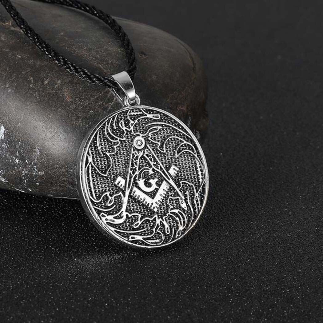 QIMING Mason Symbol Pendant Men Necklace Slavic Viking Masonic Illuminati Vintage Jewelry Women Amulet Necklace