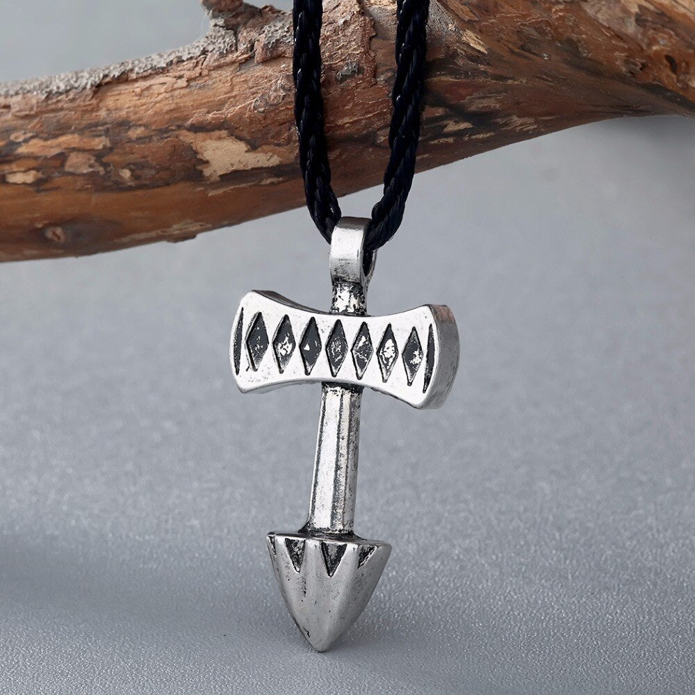 QIMING Mjolnir Vintage Statement Necklace Women Axe of Peru Thor's Hammer Mjollnir Viking Scandinavian Pendant Men Jewelry