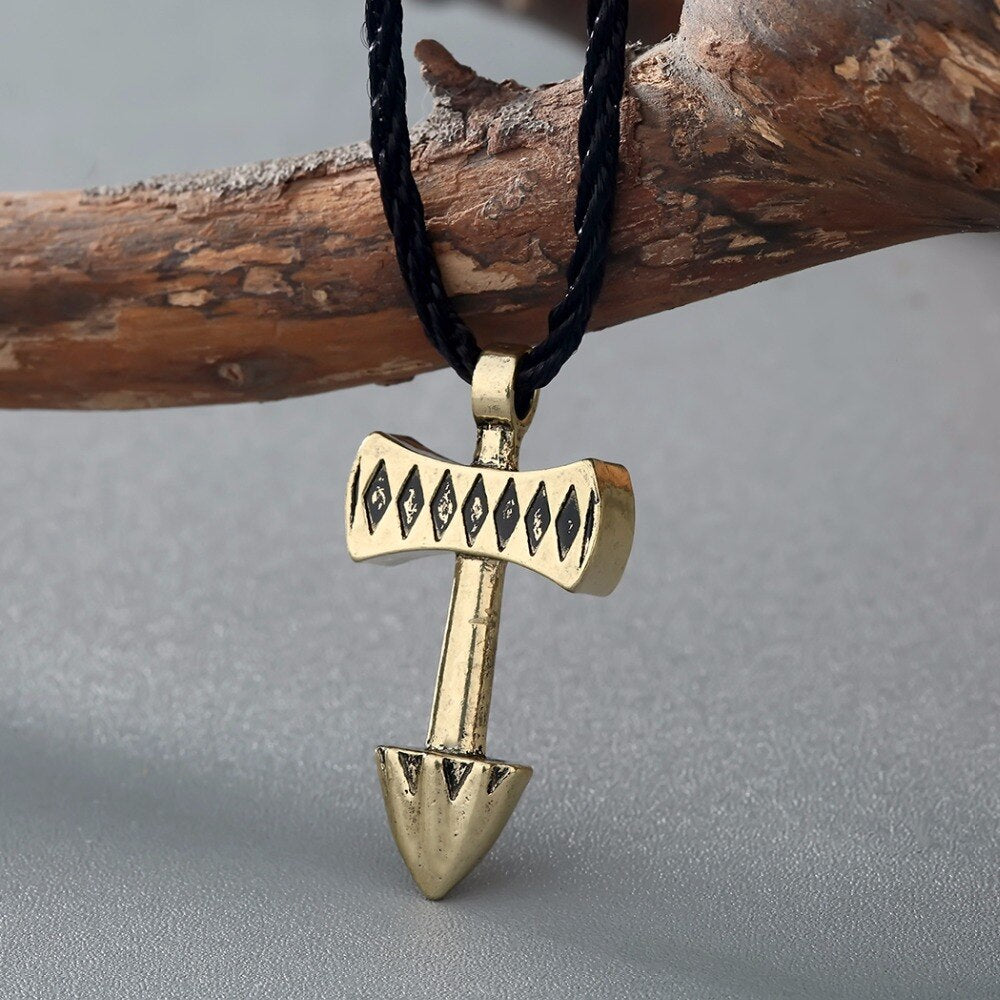 QIMING Mjolnir Vintage Statement Necklace Women Axe of Peru Thor's Hammer Mjollnir Viking Scandinavian Pendant Men Jewelry