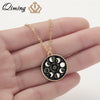QIMING Moon Phase Black Necklace For Women Glow In The Dark Glowing Luminous Enamel Vintage Crescent Pendant Necklaces