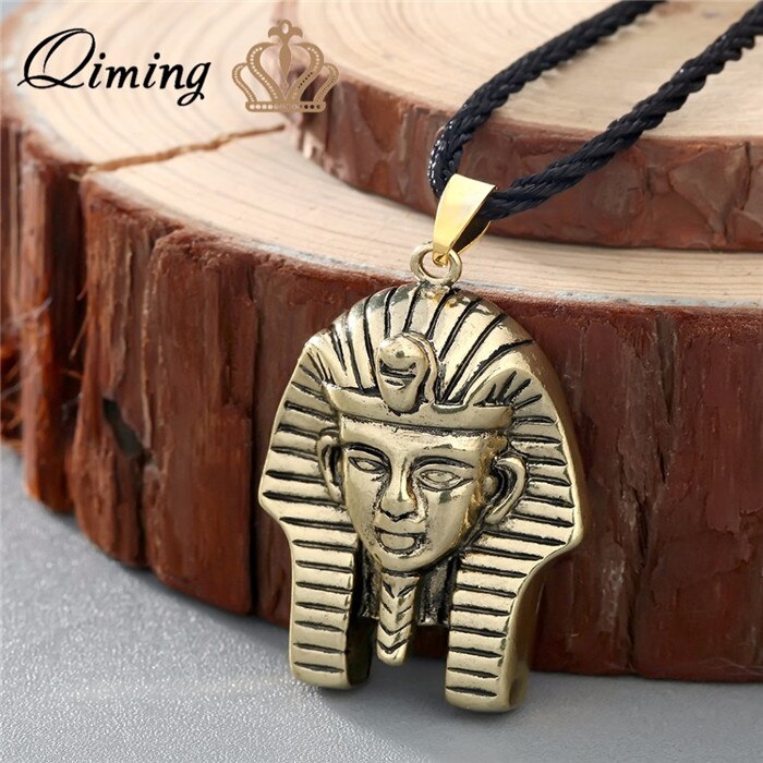 QIMING Boho Necklaces For Women Egyptian Queen Egypt Nefertiti Pharaoh Ankh Scarab Pendant Vintage Charm Necklace