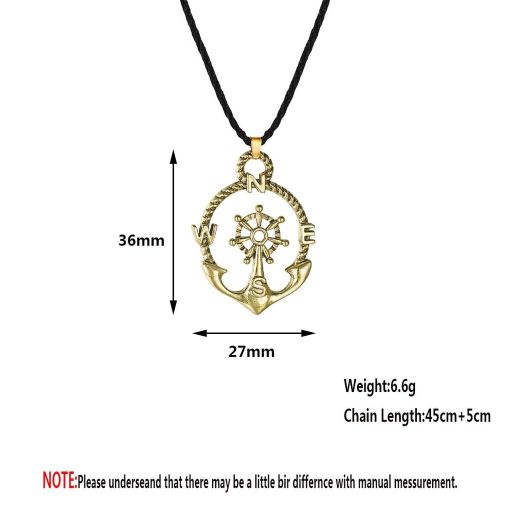 QIMING North Anchor Compass Boat Pendant Necklace For Women Men Viking Slavic Jewelry Male Necklace Choker