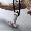 QIMING Pink Zircon Crystal Axe Necklace Women Svarog Hammer Pendant Slavic Charm Perun Odin Zeus Men Jewelry Accessories