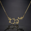 QIMING Serotonin Molecule With Flower Pendant Necklace For Women Chemistry Science  Jewelry Geometric Necklace Gift