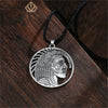 QIMING Silver Indian Pendant Necklace Men Women Aztec Culture Amulet Mexican Boho Jewelry Maya Ornament Necklaces
