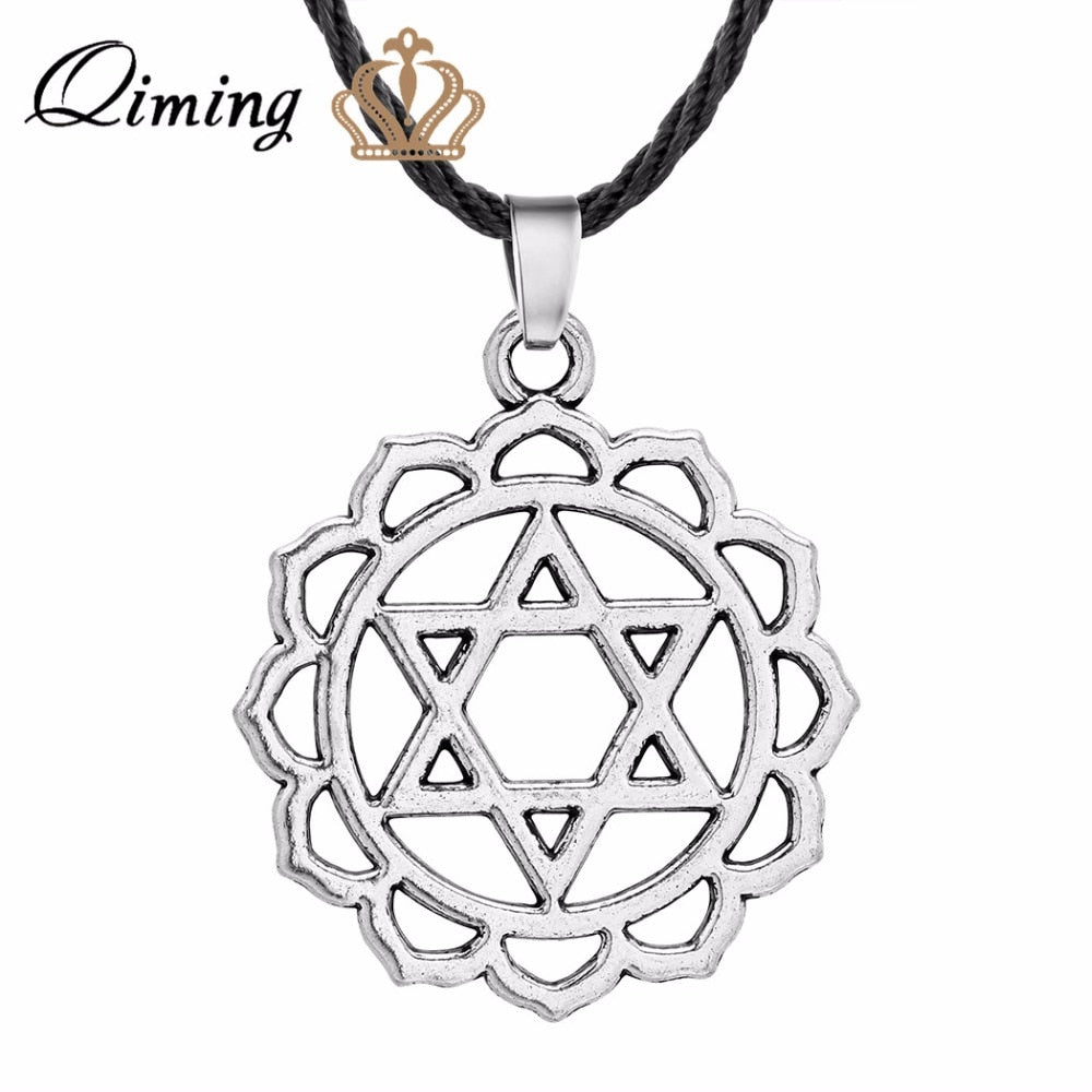 Silver Star of David Pendant Necklace For Women Men Jewelry Accessories Viking Amulet Simple Black Rope Hexagon Necklace