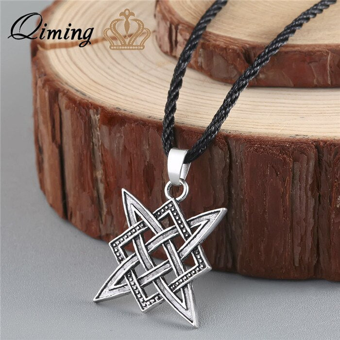 QIMING Slavic Norway Valknut Viking Svarog Square Pendant Star Rus Amulet Pendant Ancient Slavic Talisman Pendant Jewelry Pagan