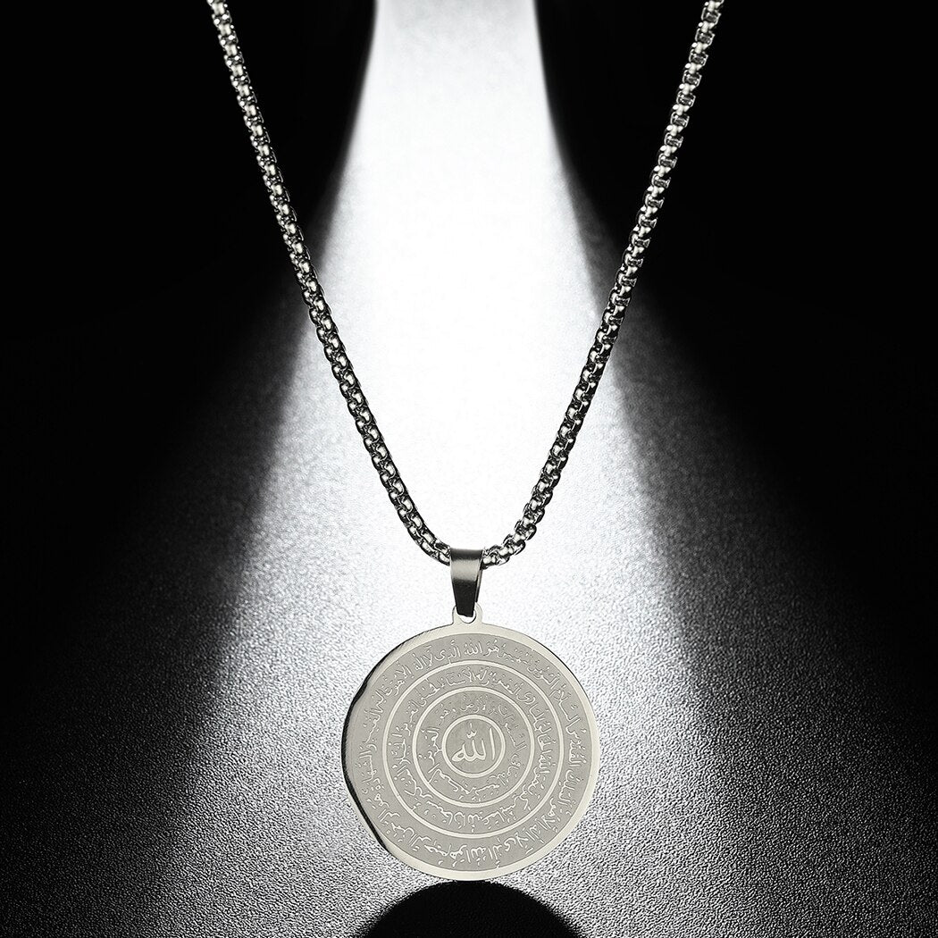 QIMING Stainless Steel Islamic Arabia Necklace For Men Women Egyptian Eye Of Ra Amulet Pendants Necklaces Jewelry