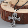 QIMING VAnkh Necklace Egyptian Cross Life pendant Ankh Necklace Women Charm Pendant Power of Life Viking jewelry
