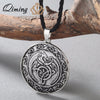 QIMING Valknut Double Side Viking Slavic talisman Knot Celtic Dragon Pendant Necklace Talisman Charm Vintage Men Necklace