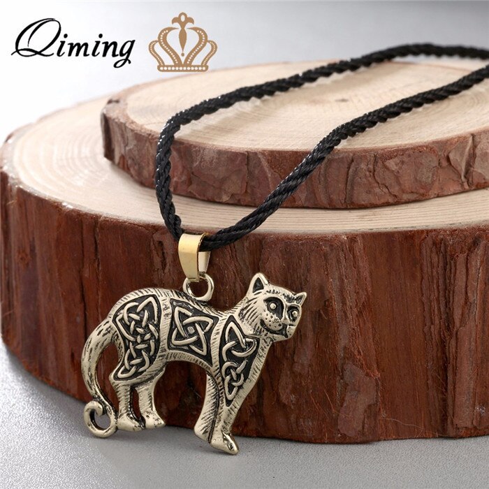 QIMING Valknut Double Side Viking Slavic talisman Knot Celtic Dragon Pendant Necklace Talisman Charm Vintage Men Necklace