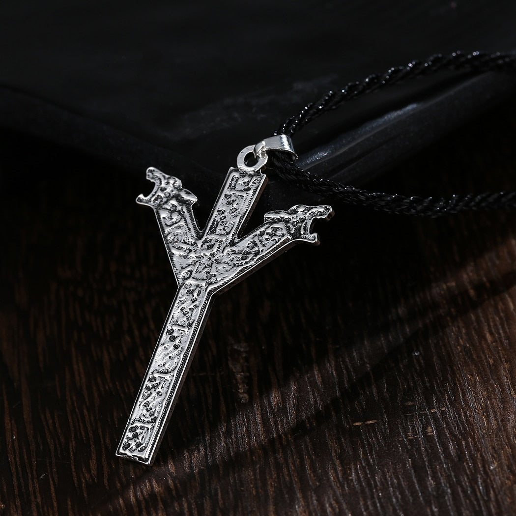 QIMING Viking Rune Algiz Pendant Men Necklace Geometric Simple Jewelry Slavic Amulet Punk Retro Charm Necklace Women