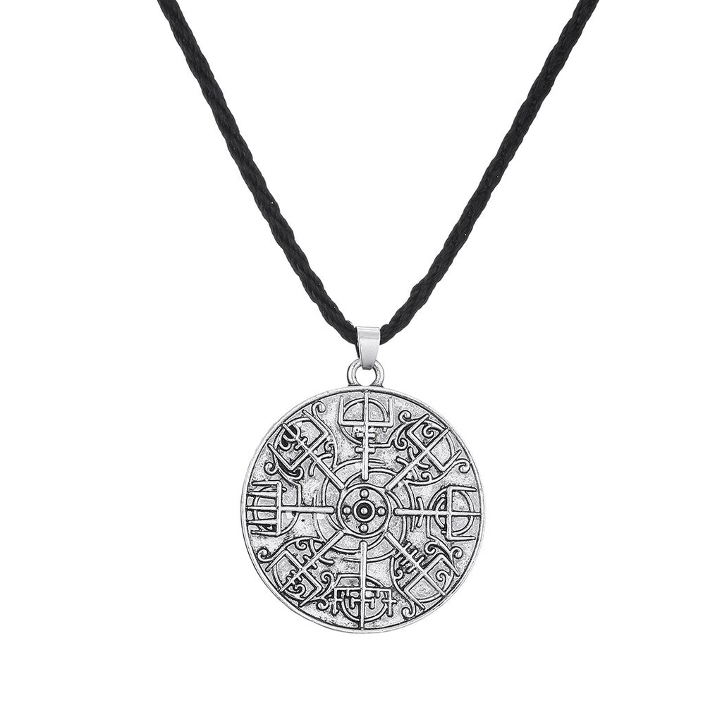 QIMING Viking Vegvisir Pendant Men Necklace Silver Slavic Gothic Vintage Jewelry Compass Runic Necklace Amulet Gift