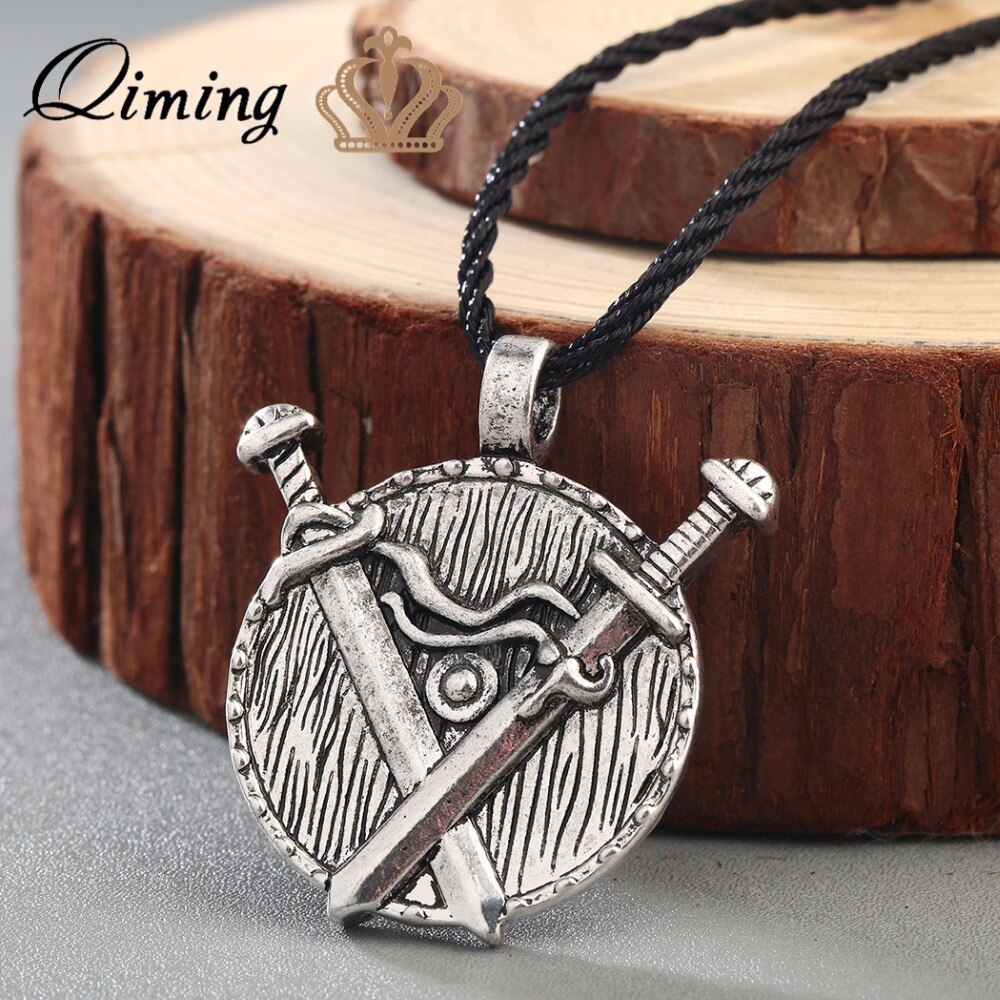 QIMING Vintage Man Necklace Vintage Women Valknut Slavic Viking Antique Sword Pendant Necklace Medieval Jewelry