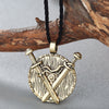 QIMING Vintage Man Necklace Vintage Women Valknut Slavic Viking Antique Sword Pendant Necklace Medieval Jewelry