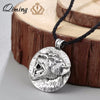 QIMING Vintage Tiger Lion Necklace Men Jewelry Valknut Viking Symbol Panther Head Animal Predator Pendant Necklace Jaguar