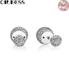 100% Sterling silver 290737CZ PAVE EARRING STUDS Original Women wedding Fashion Jewelry
