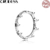 2020 NEW S925 Silver Rings Enchanted Crown Ring, Clear CZ & Black Crystals Fit DIY Charm Original Female pop Jewellery