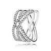 2020 NEW S925 Silver Rings Lace of Love Ring, Clear CZ Fit DIY Charm Original Female pop Jewellery