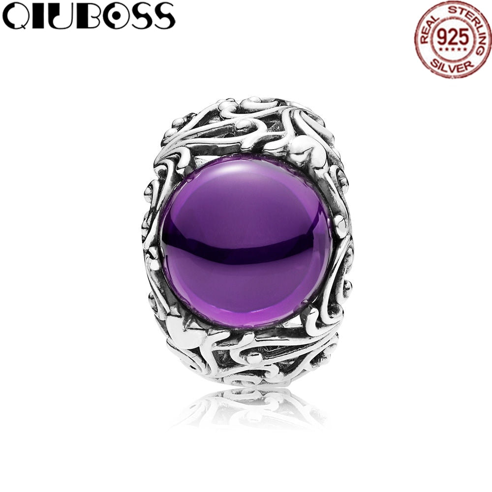 2020 NEW S925 Silver Rings Regal Dazzling Beauty Ring, Purple CZ Fit DIY Charm Original Female pop Jewellery