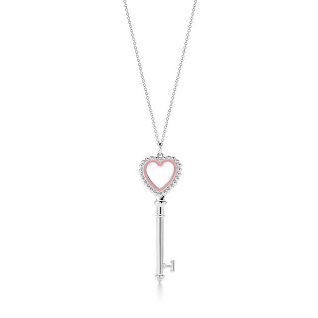 TIFF 925 Silver 1:1 Charm Key Pendant Necklace Original Women Jewellery Heart Shape Rose Gold 14K Gold Selection